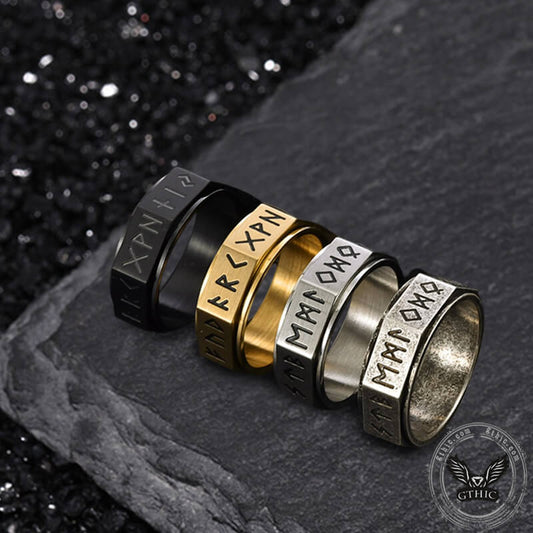 Nordic Rune Stainless Steel Spinner Ring
