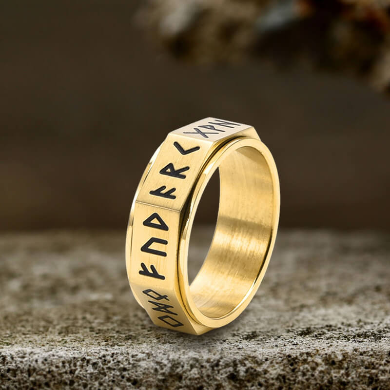 Nordic Rune Stainless Steel Spinner Ring