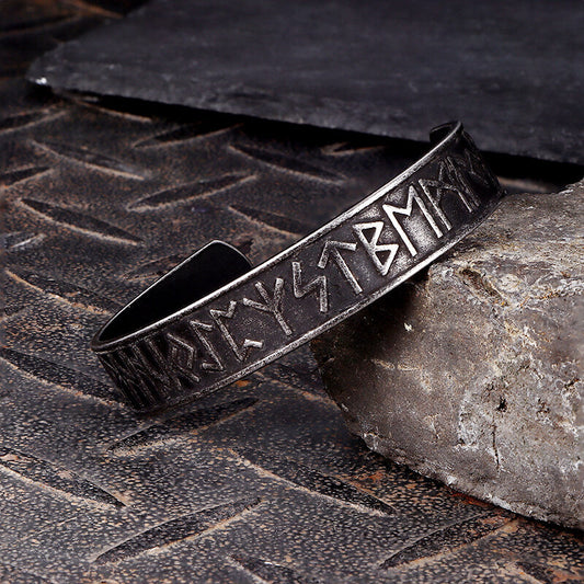 Nordic Rune Stainless Steel Viking Cuff Bracelet
