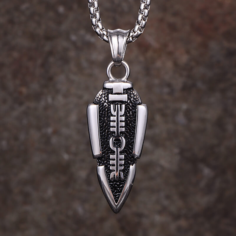 Nordic Valknut Spear of Odin Stainless Steel Necklace