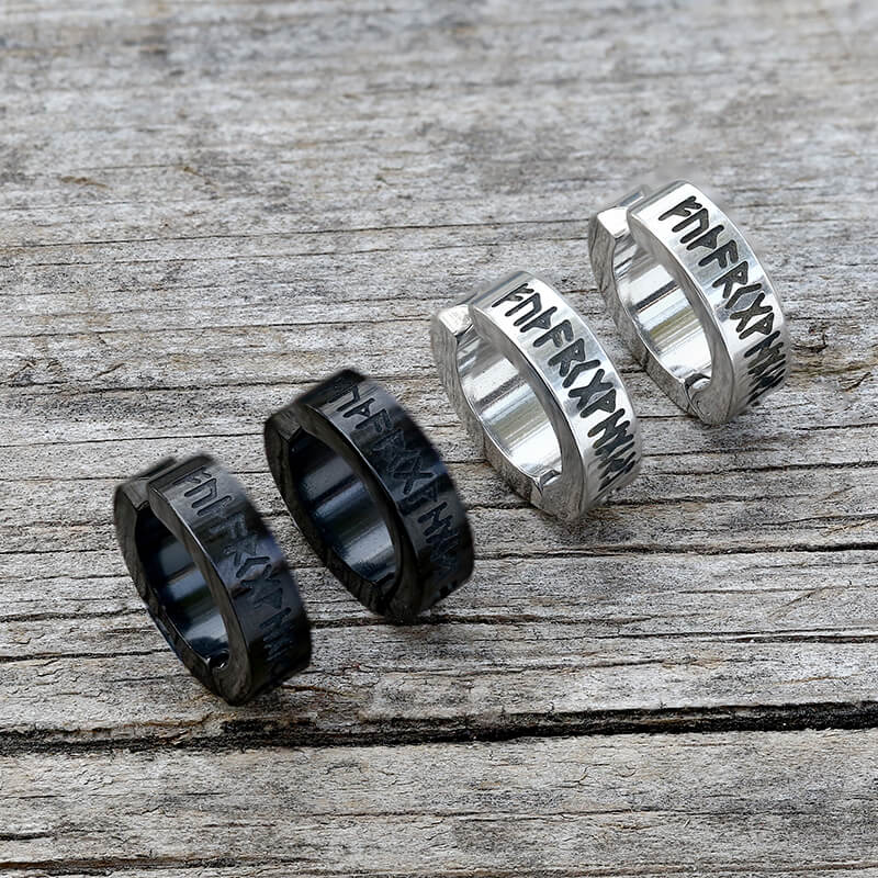 Nordic Viking Runes Stainless Steel Earrings