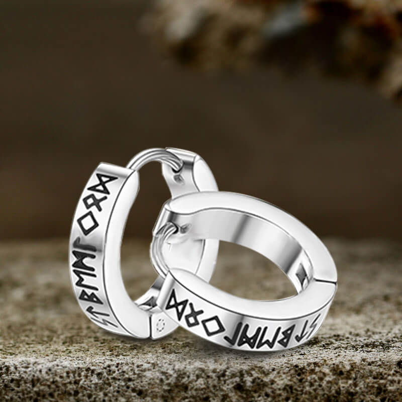 Nordic Viking Runes Stainless Steel Earrings