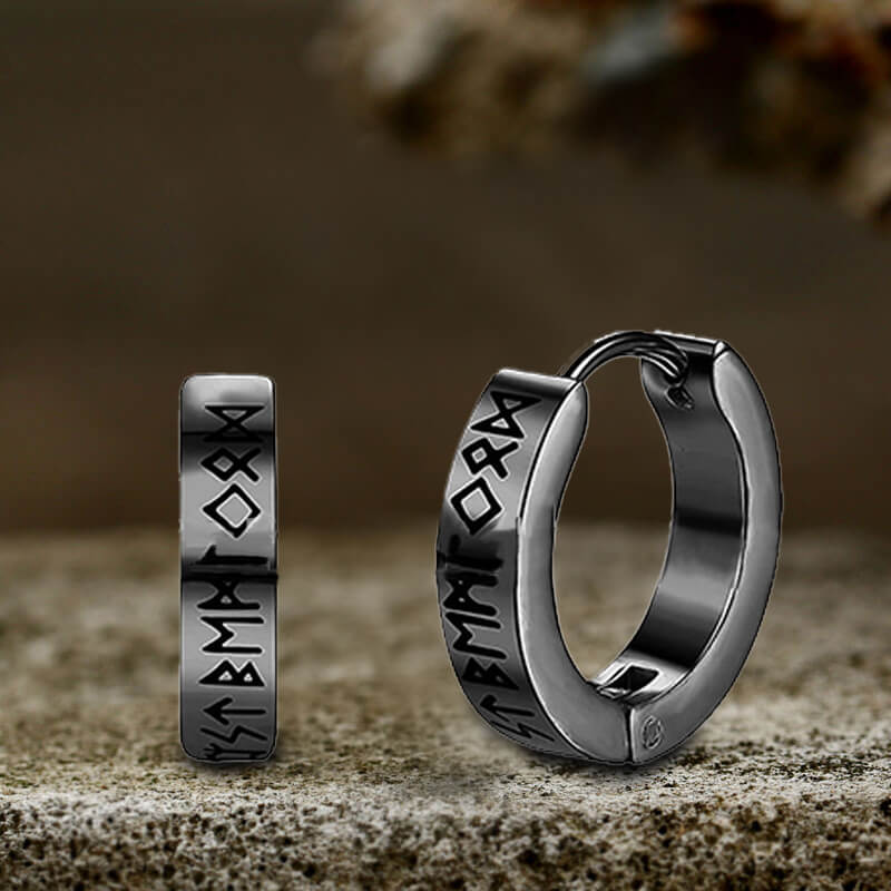 Nordic Viking Runes Stainless Steel Earrings