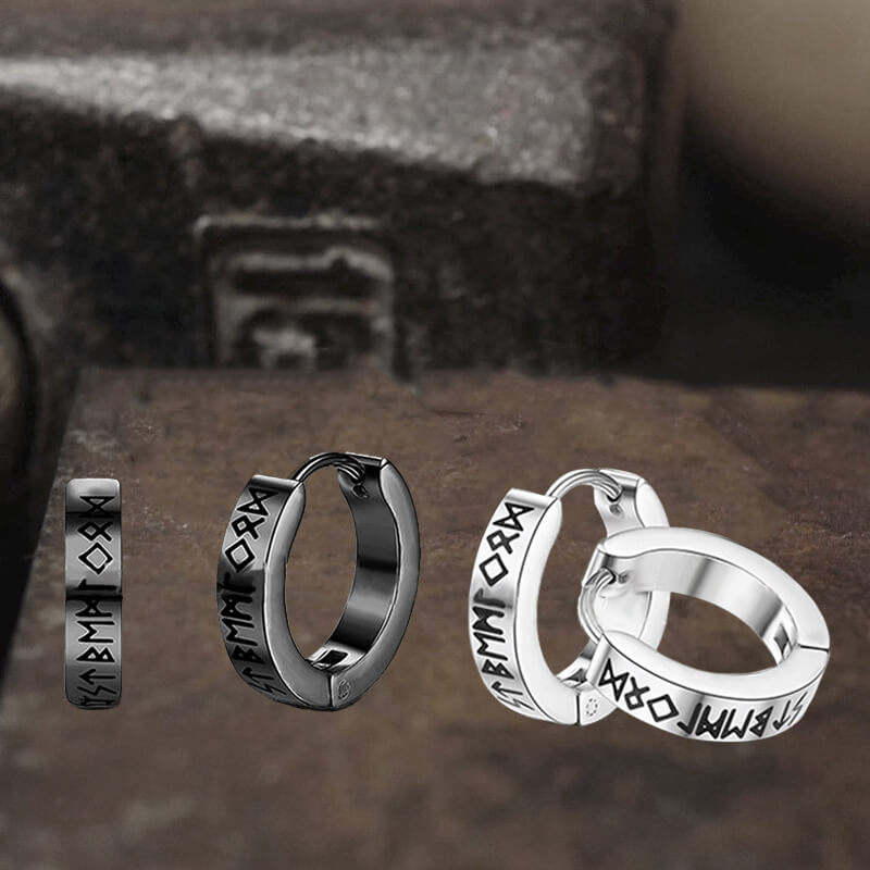 Nordic Viking Runes Stainless Steel Earrings