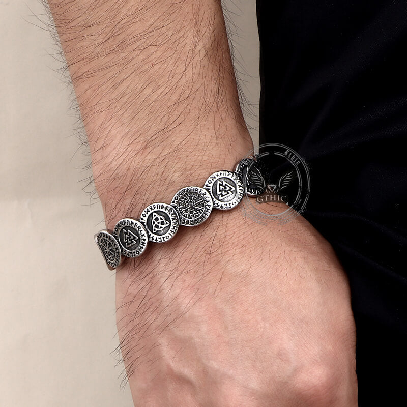 Nordic Viking Totem Stainless Steel Cuff Bracelet
