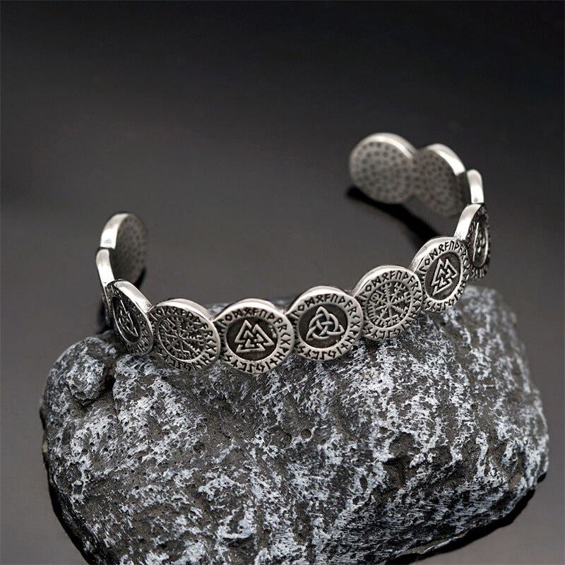 Nordic Viking Totem Stainless Steel Cuff Bracelet