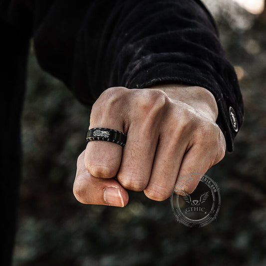 Norse Dragon Runes Stainless Steel Viking Ring