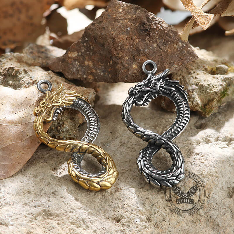 Norse Dragon Stainless Steel Ouroboros Pendant