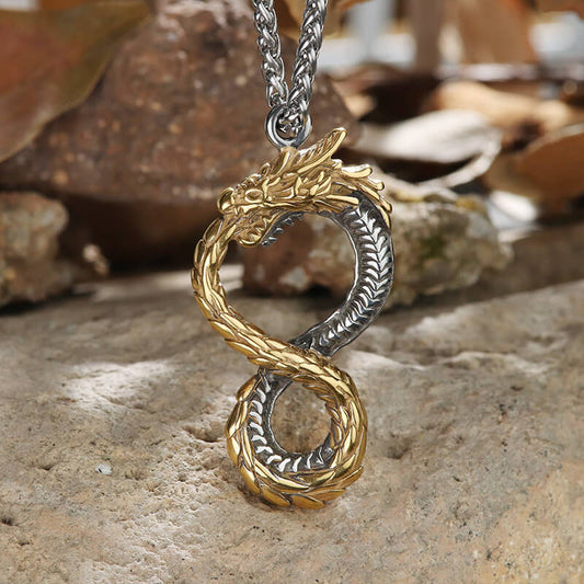 Norse Dragon Stainless Steel Ouroboros Pendant