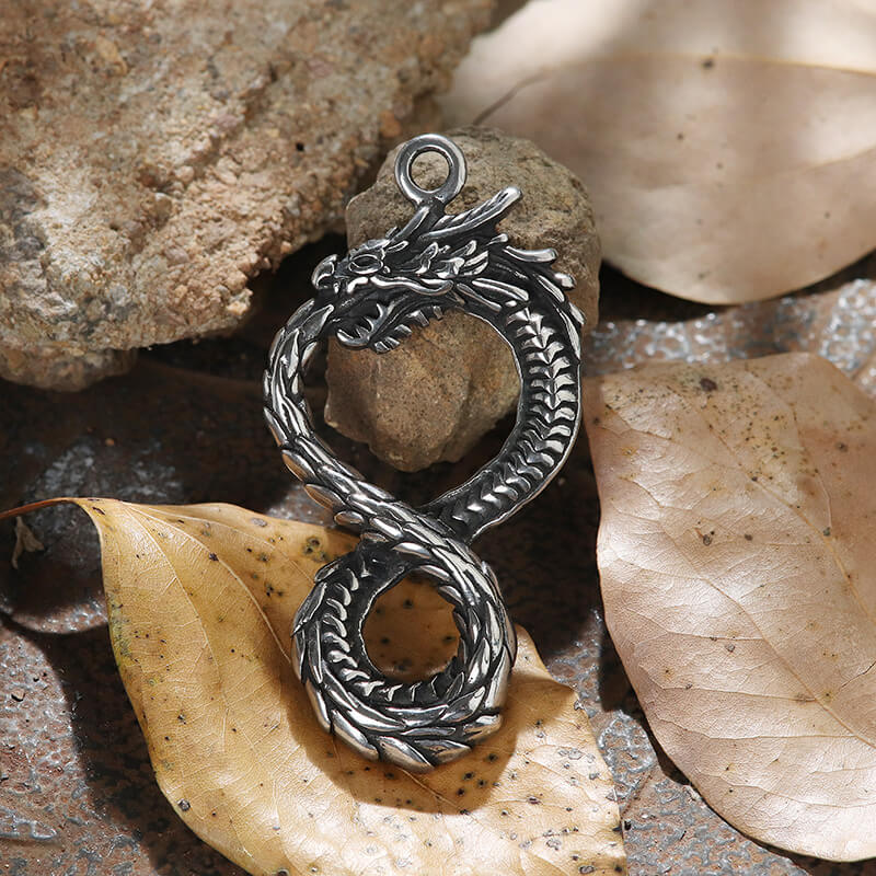 Norse Dragon Stainless Steel Ouroboros Pendant