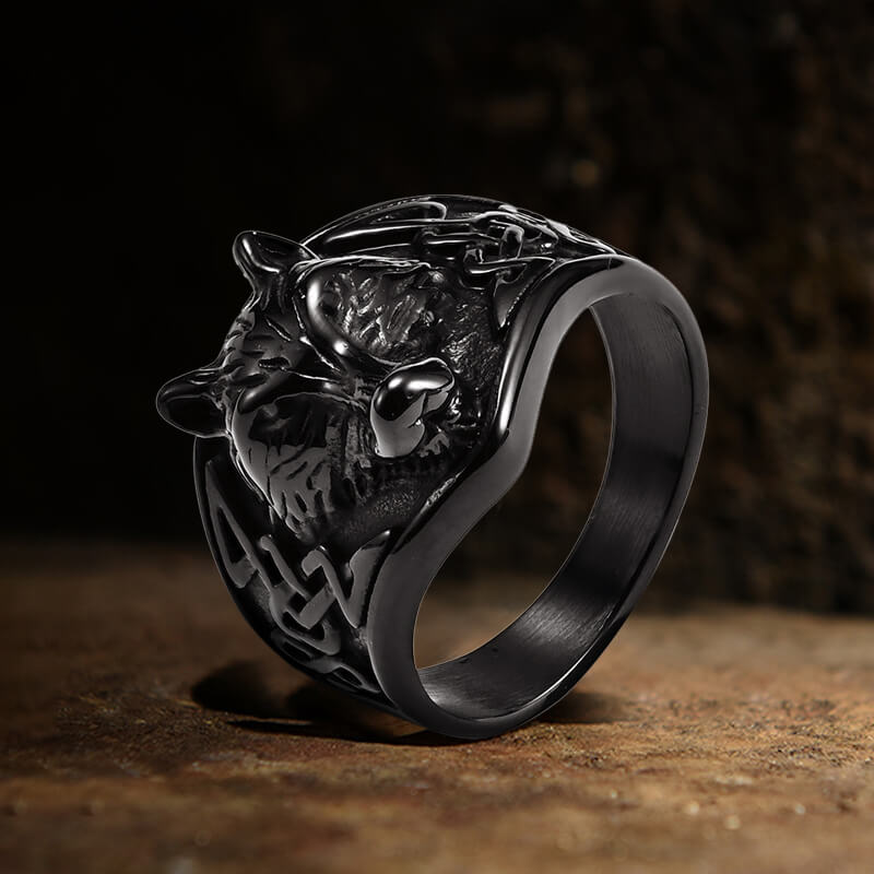 Norse Fenrir Wolf Stainless Steel Viking Ring