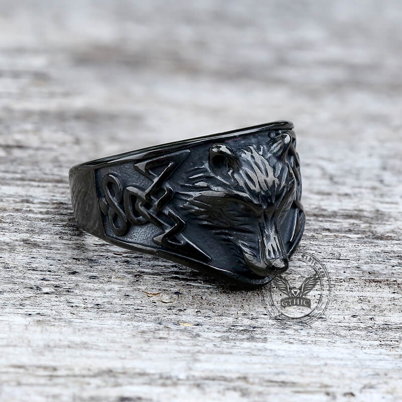 Norse Fenrir Wolf Stainless Steel Viking Ring