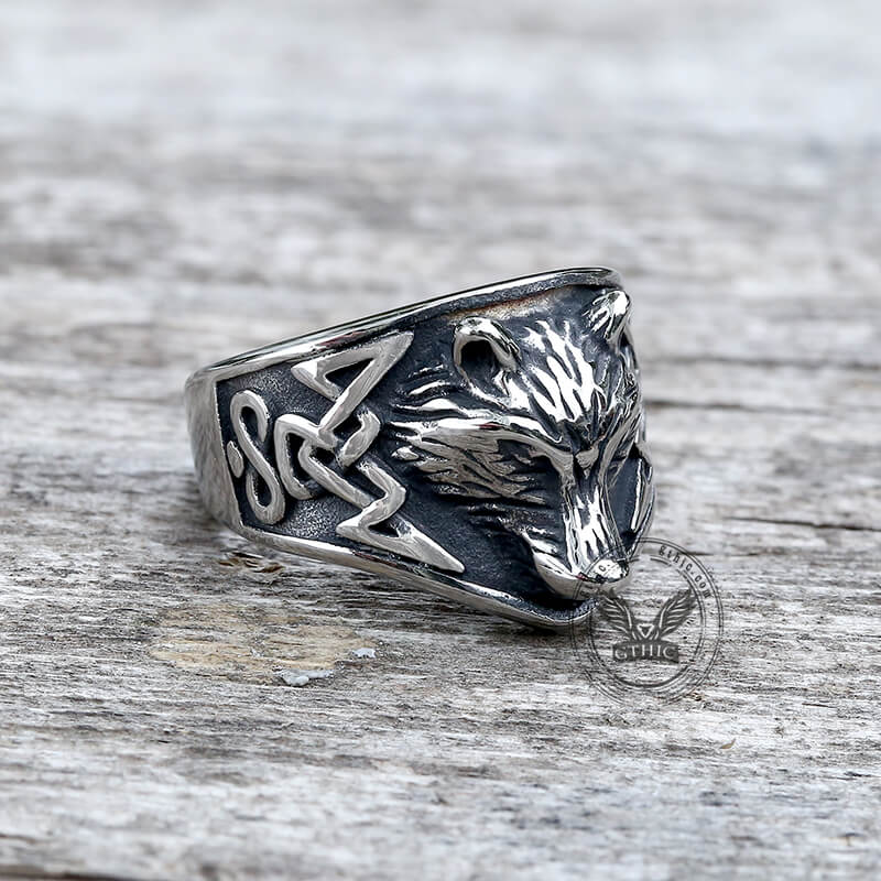 Norse Fenrir Wolf Stainless Steel Viking Ring