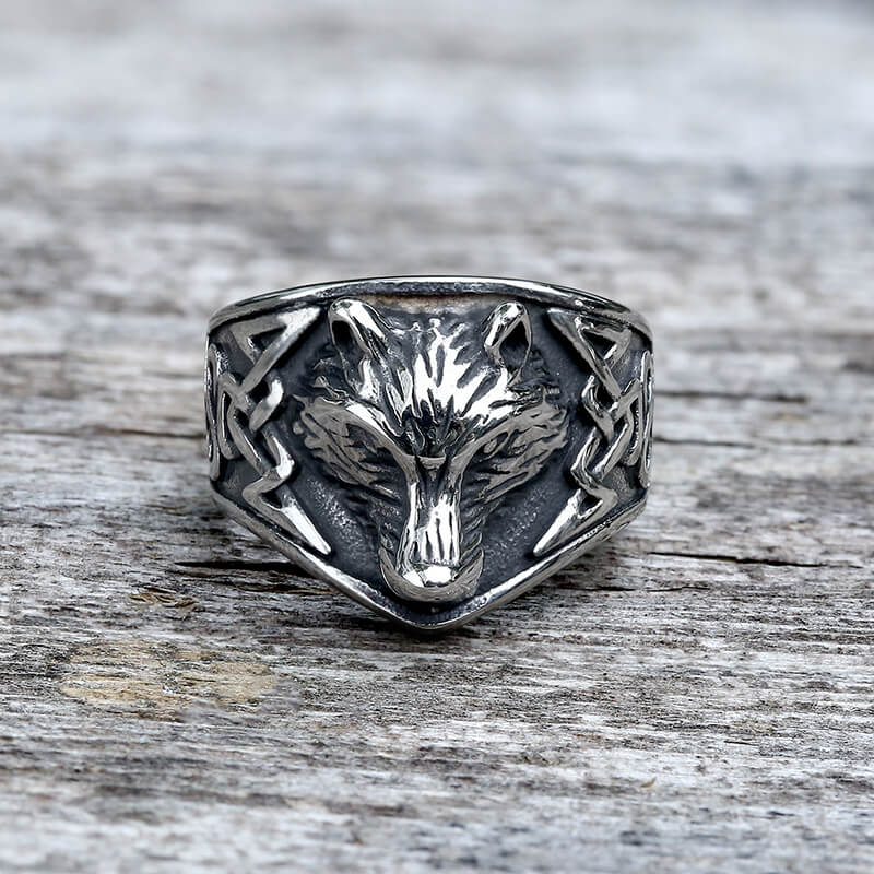 Norse Fenrir Wolf Stainless Steel Viking Ring