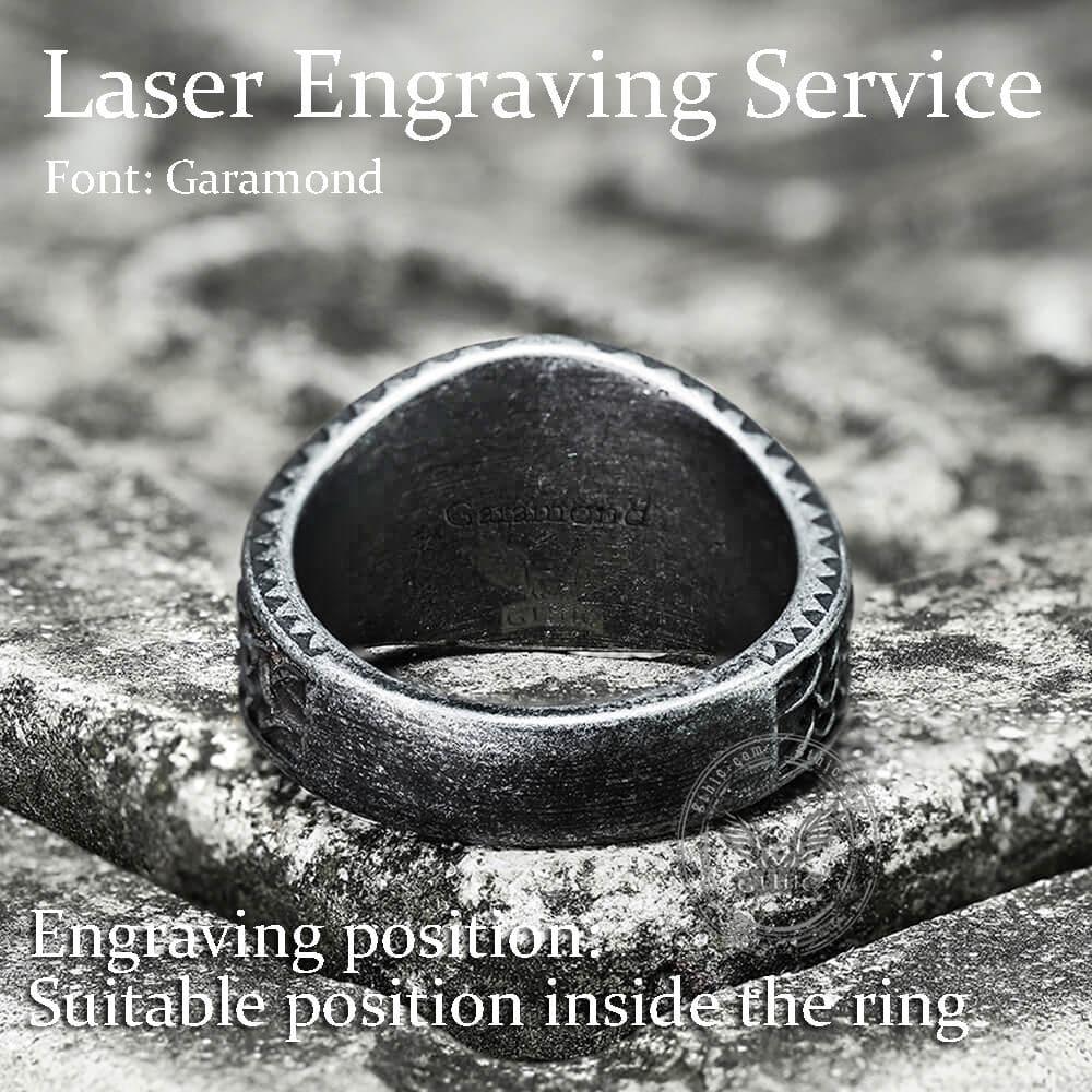 Norse Helm of Awe Eagle Stainless Steel Viking Ring