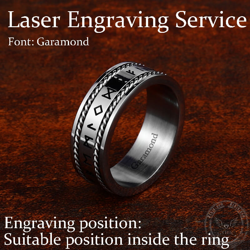 Norse Runes Twist Chain Stainless Steel Viking Ring