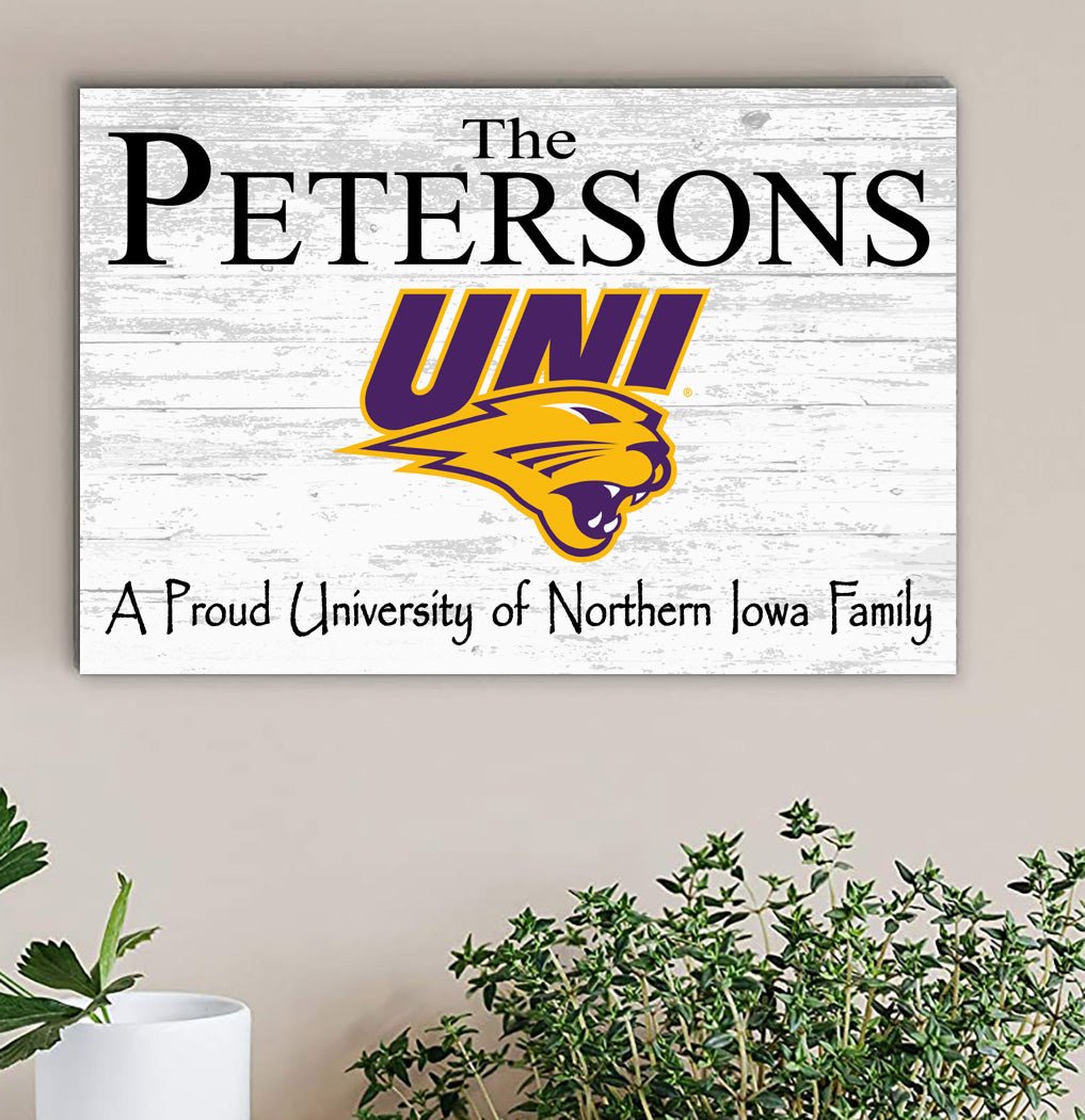 Northern Iowa Family Name Sign – Personalized UNI Wood Wall Art
