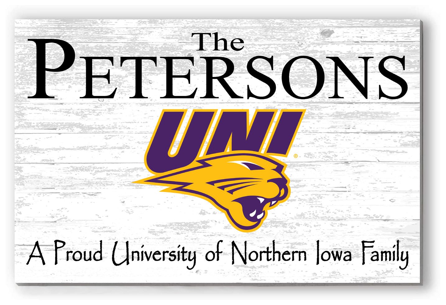 Northern Iowa Family Name Sign – Personalized UNI Wood Wall Art