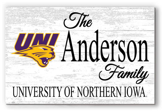 Northern Iowa Family Name Sign – Personalized UNI Wood Wall Art