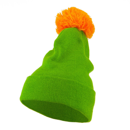 Neon Two Tone Pom Cuff Beanie