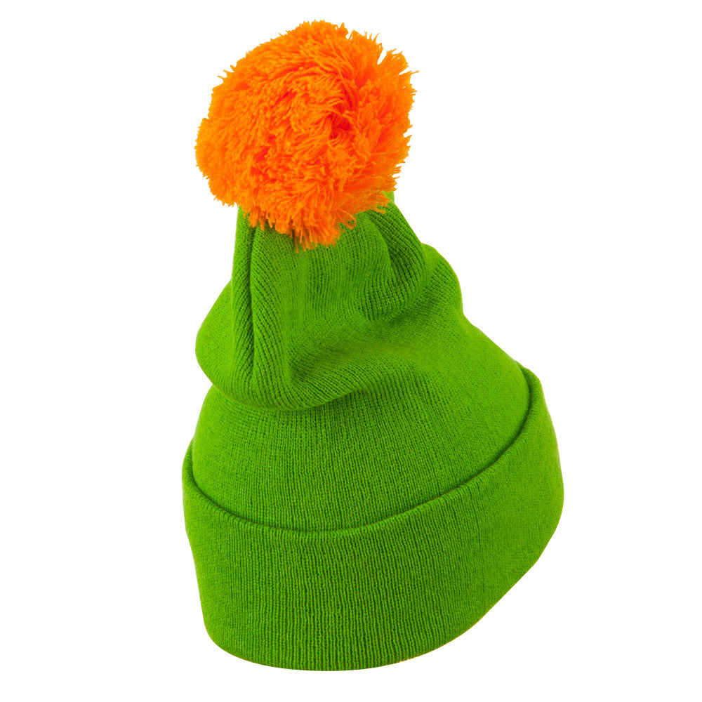 Neon Two Tone Pom Cuff Beanie