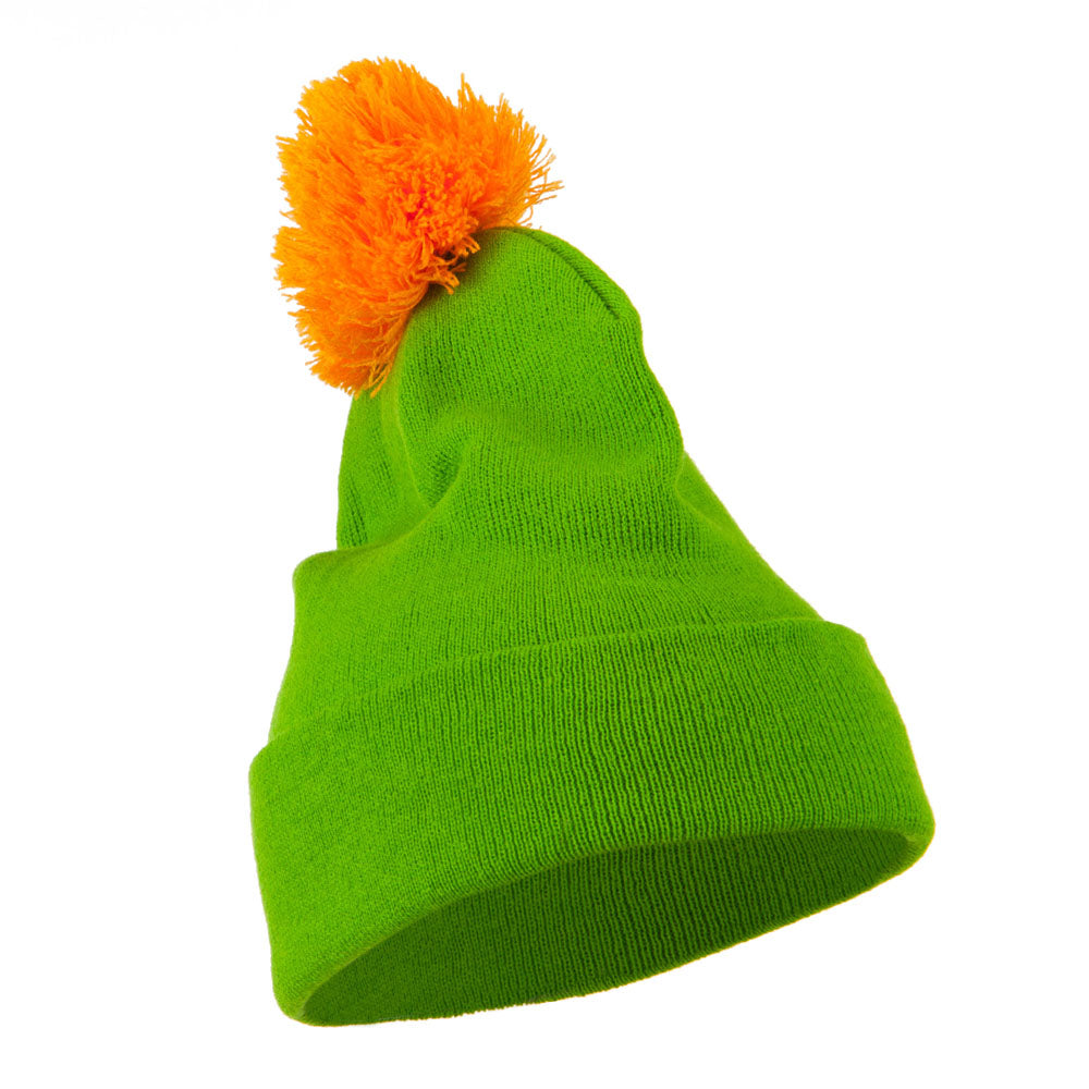Neon Two Tone Pom Cuff Beanie