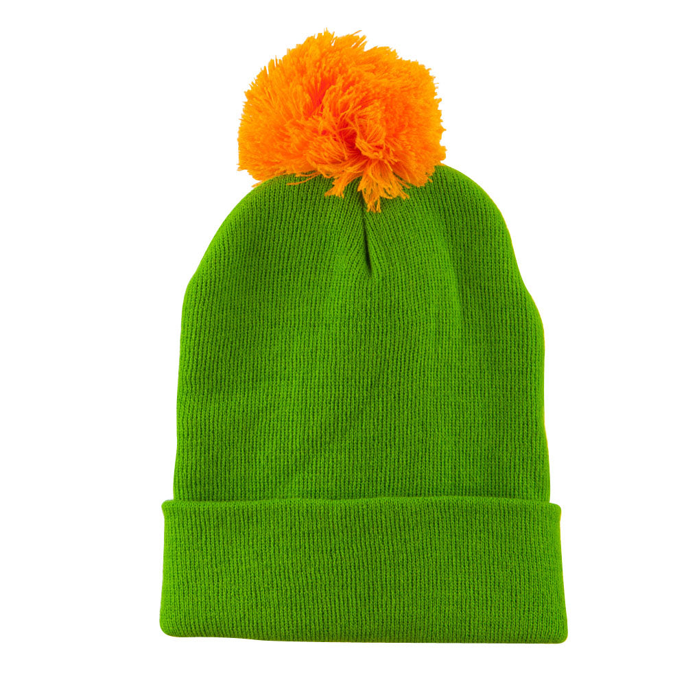 Neon Two Tone Pom Cuff Beanie