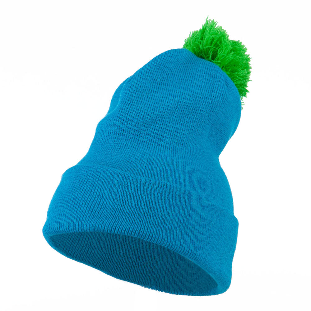 Neon Two Tone Pom Cuff Beanie