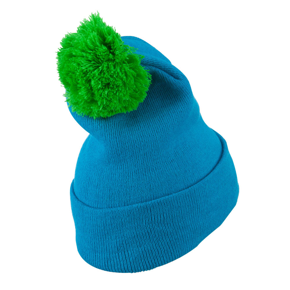 Neon Two Tone Pom Cuff Beanie
