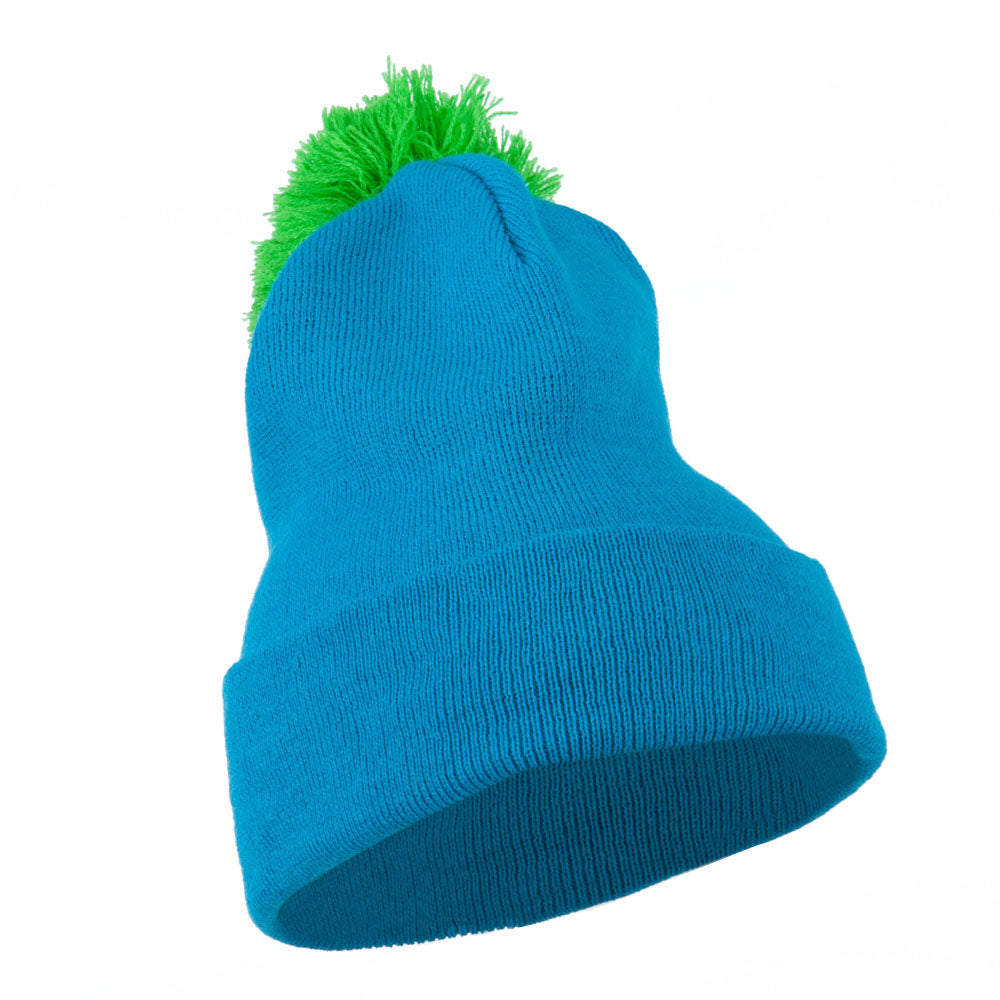 Neon Two Tone Pom Cuff Beanie