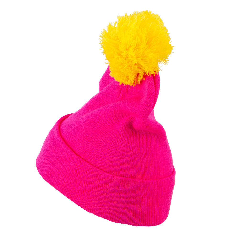 Neon Two Tone Pom Cuff Beanie