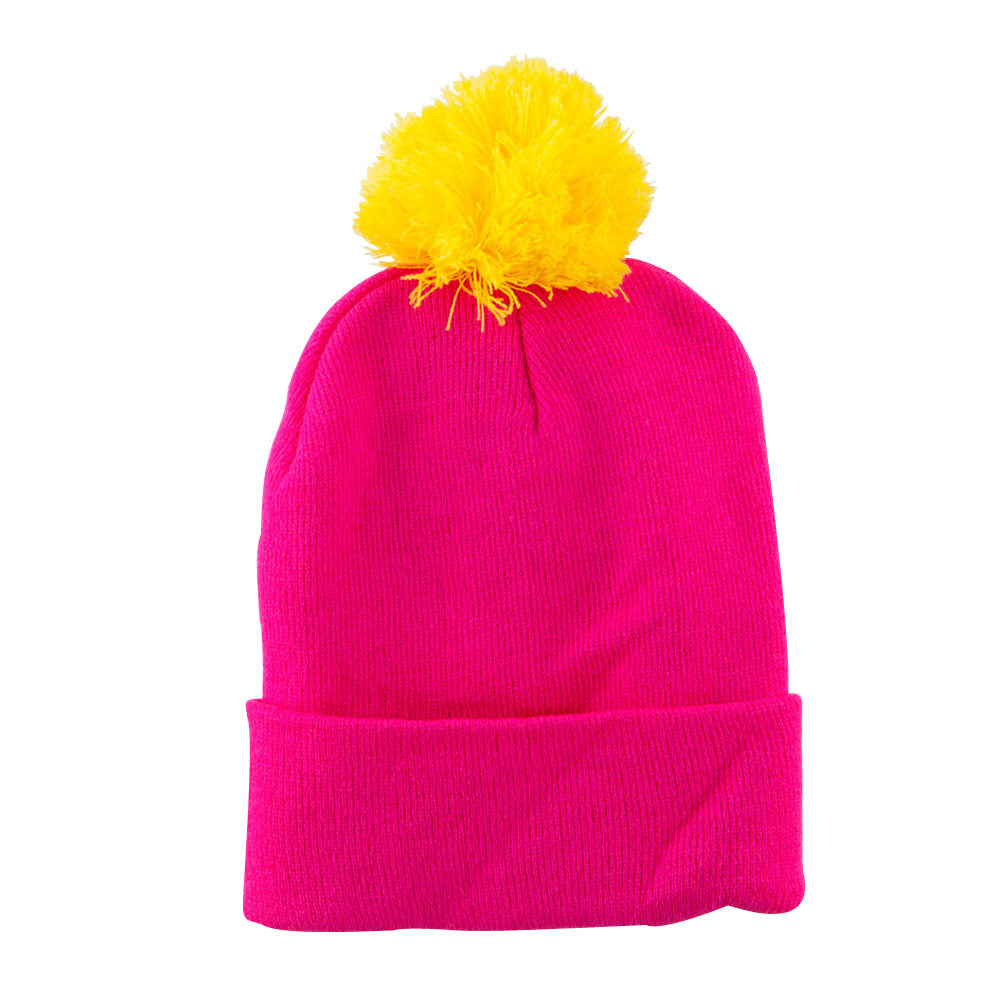 Neon Two Tone Pom Cuff Beanie