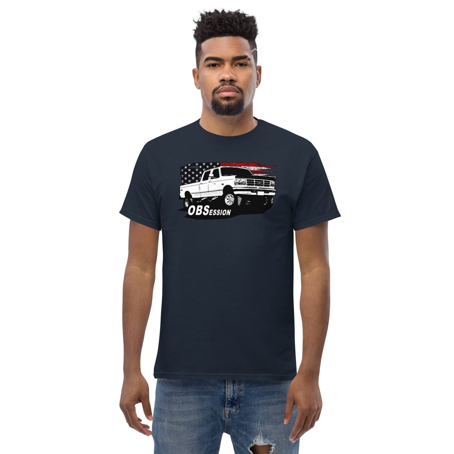 OBS Crew Cab Truck American Flag T-Shirt