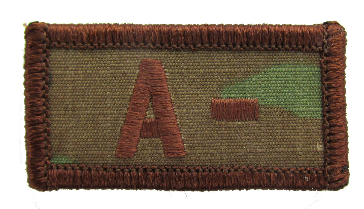 Embroidered OCP Blood Type Patches 1x2 Inch - Black or Spice Brown