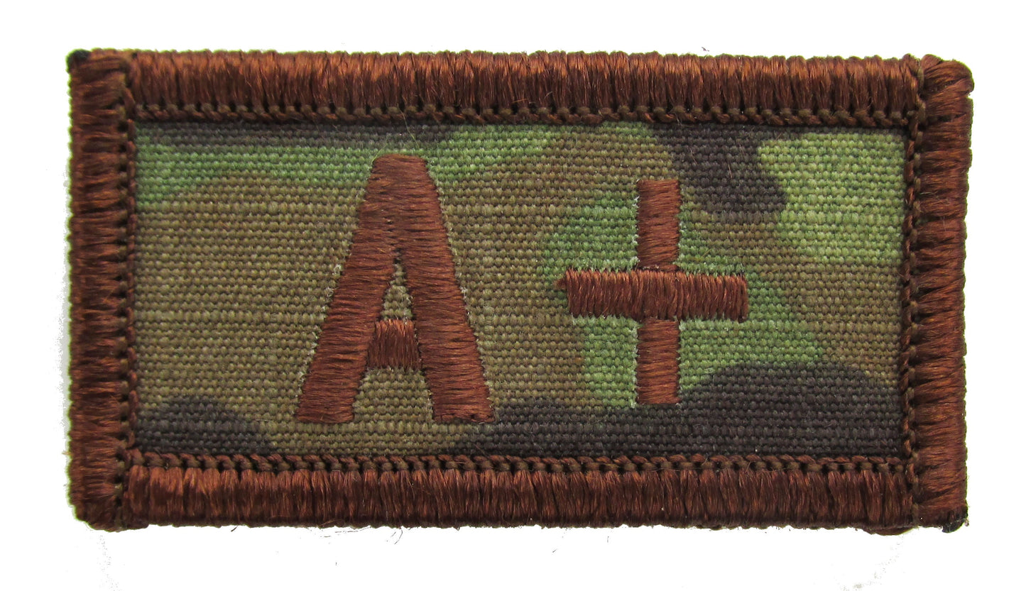 Embroidered OCP Blood Type Patches 1x2 Inch - Black or Spice Brown