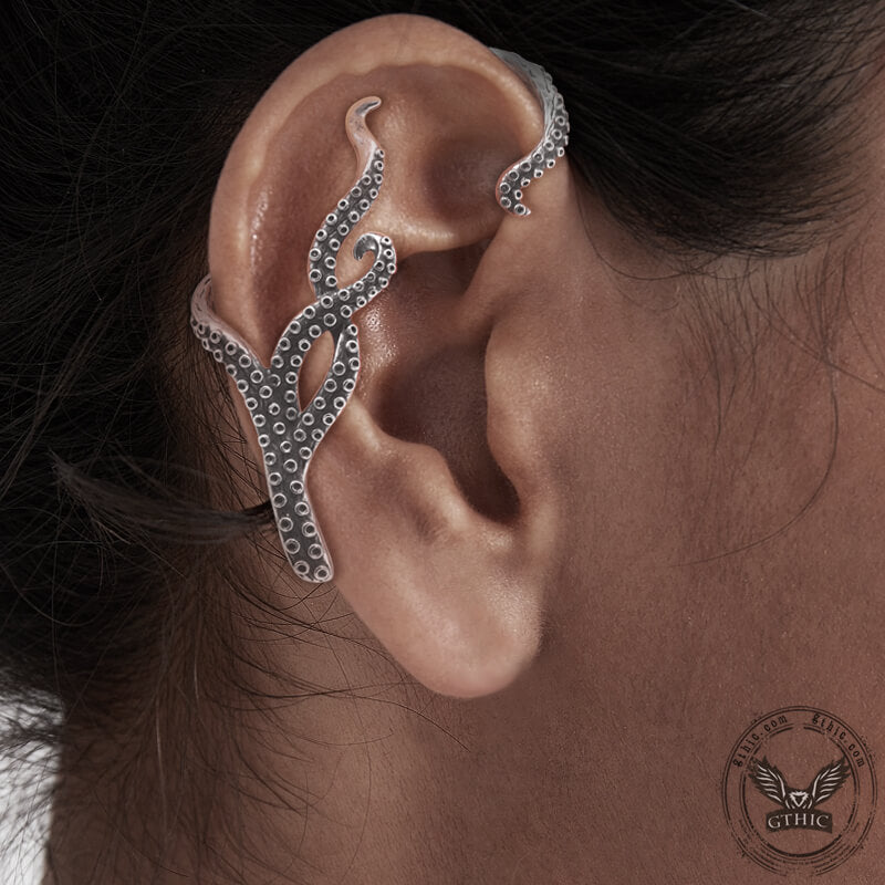 Octopus Tentacles Stainless Steel Ear Cuffs