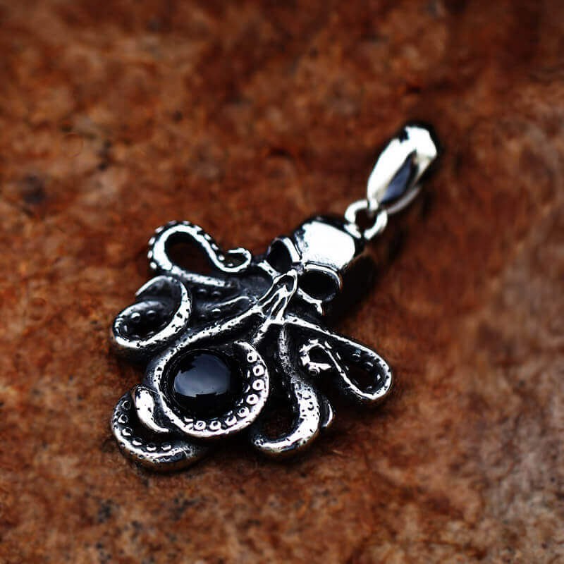 Octopus With Eye Stainless Steel Skull Pendant