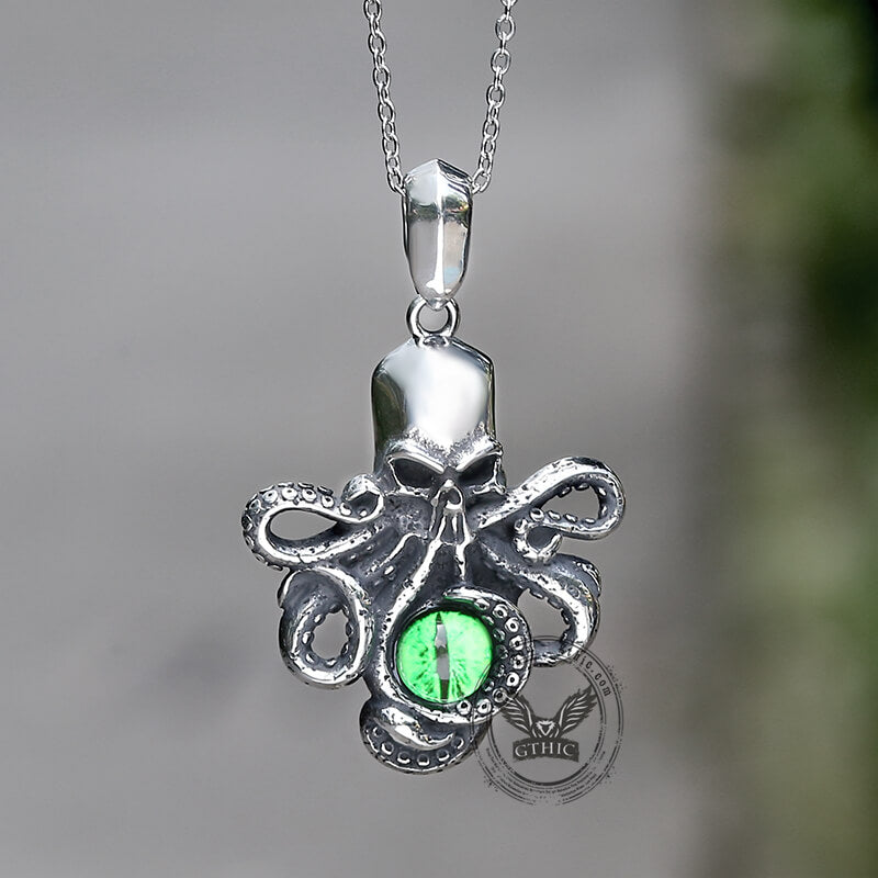 Octopus With Eye Stainless Steel Skull Pendant