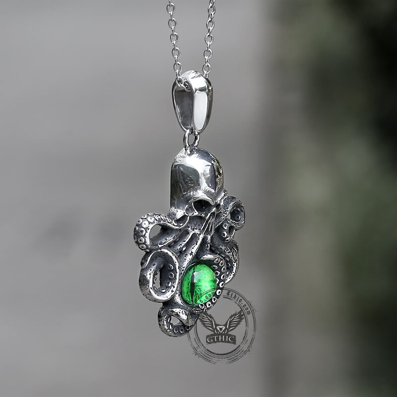 Octopus With Eye Stainless Steel Skull Pendant