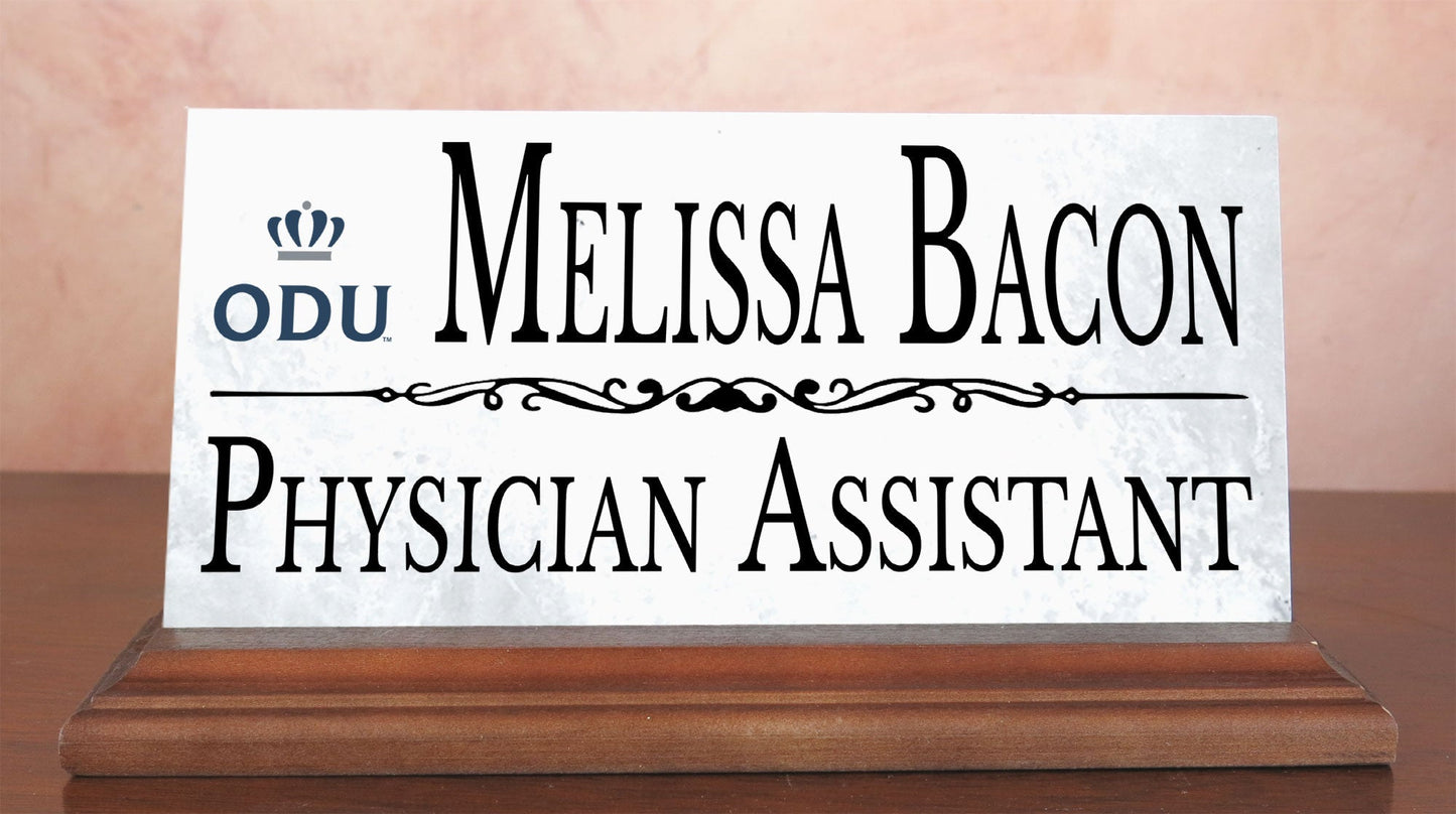 Old Dominion University Desk Nameplate – Custom Marble Name Sign with Title