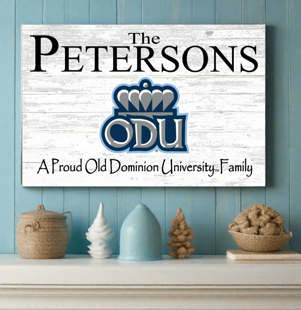 Old Dominion Family Name Sign – Personalized ODU Wood Wall Art