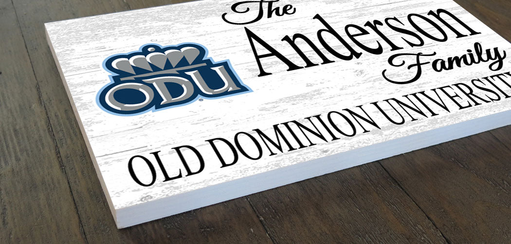 Old Dominion Family Name Sign – Personalized ODU Wood Wall Art