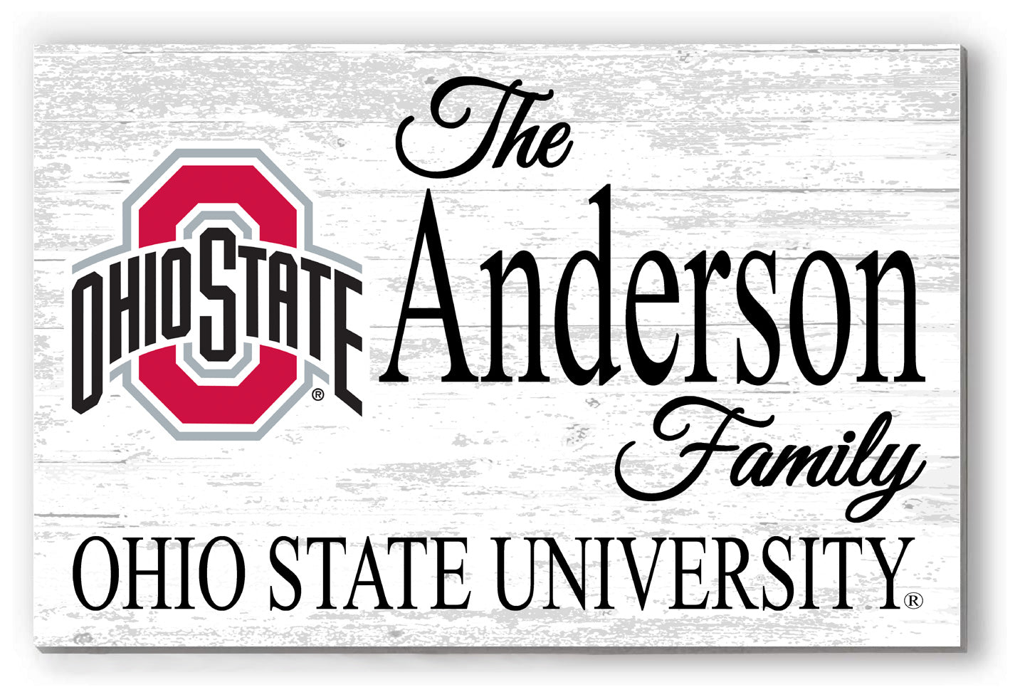 Ohio State Family Name Sign – Personalized Ohio State University Wood Plaque