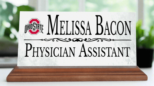 Ohio State Desk Nameplate – Custom Marble Name Sign with Personalized Title