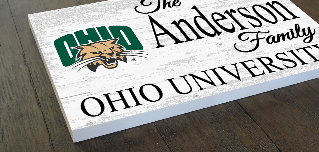 Ohio University Family Name Sign – Personalized Bobcats Wood Plaque