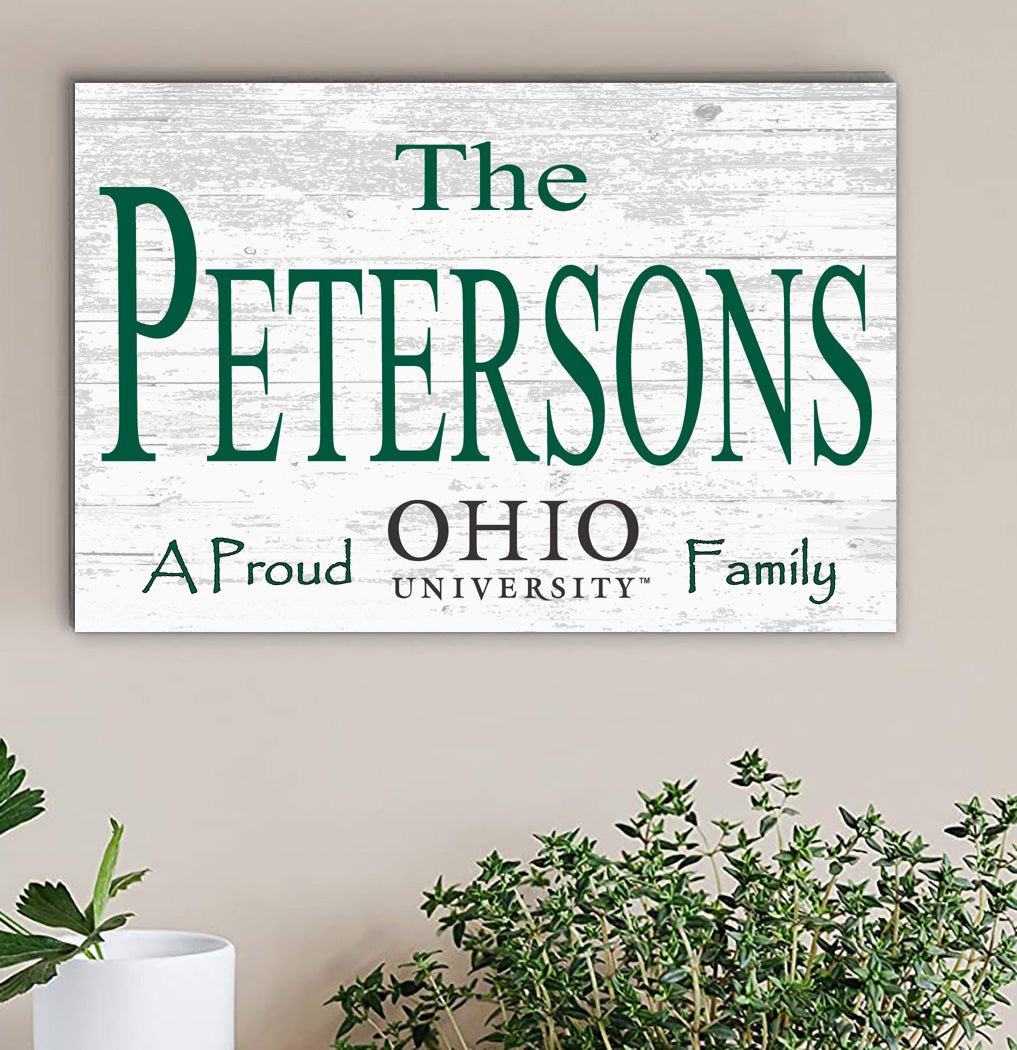 Ohio University Family Name Sign – Personalized Bobcats Wood Plaque