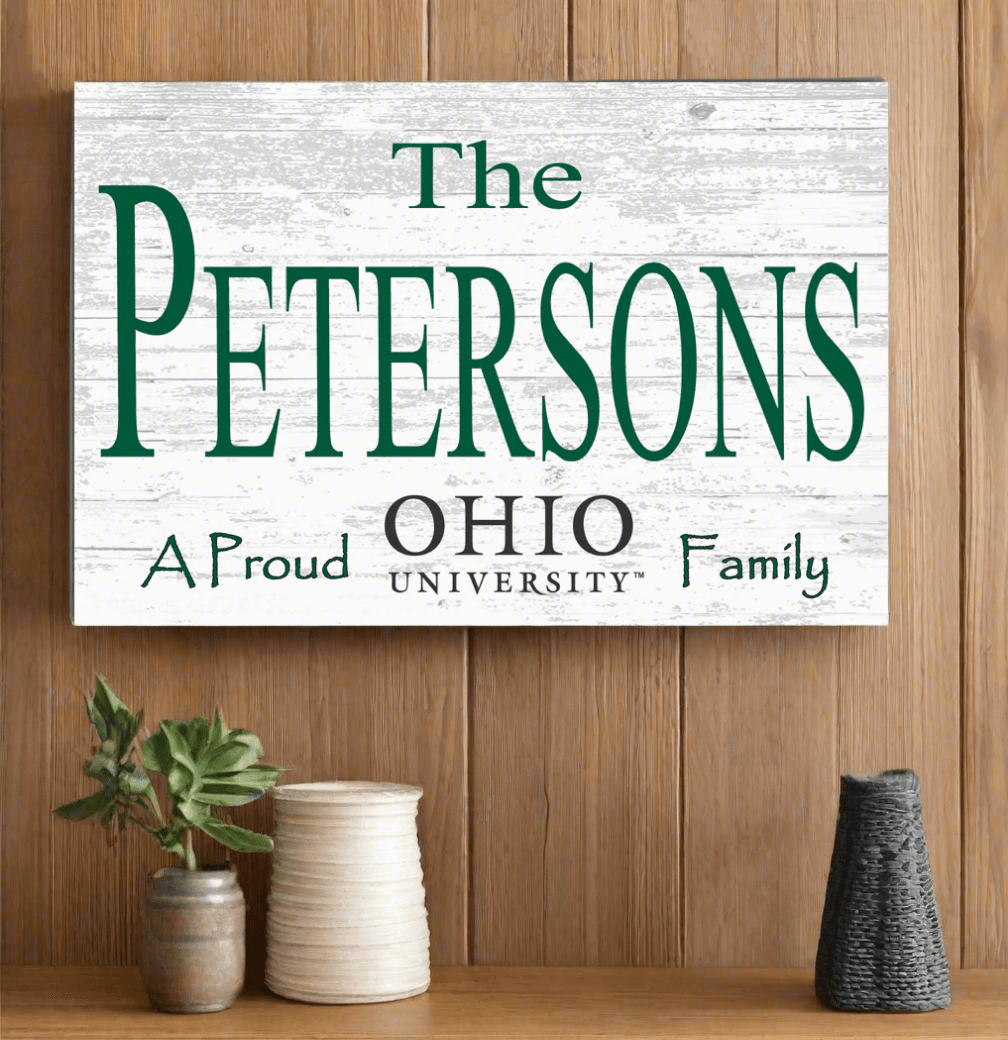 Ohio University Family Name Sign – Personalized Bobcats Wood Plaque
