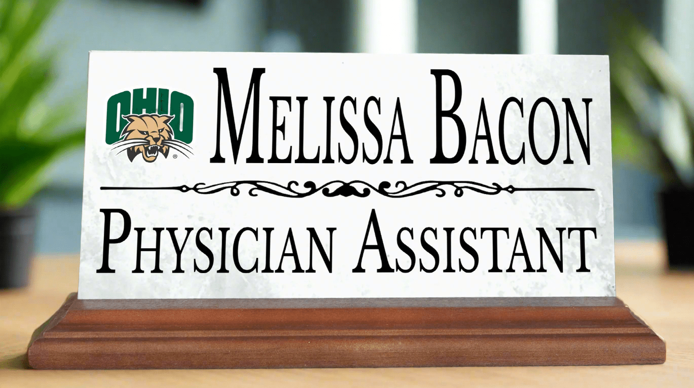 Ohio University Desk Nameplate – Custom Marble Name Sign with Title