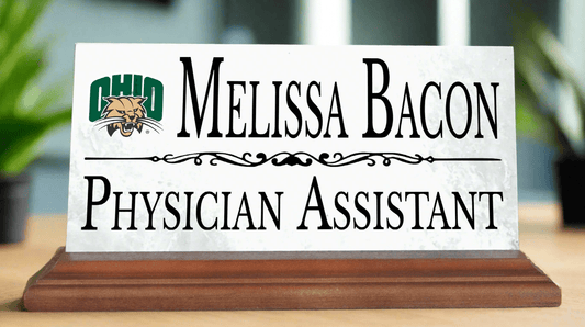 Ohio University Desk Nameplate – Custom Marble Name Sign with Title
