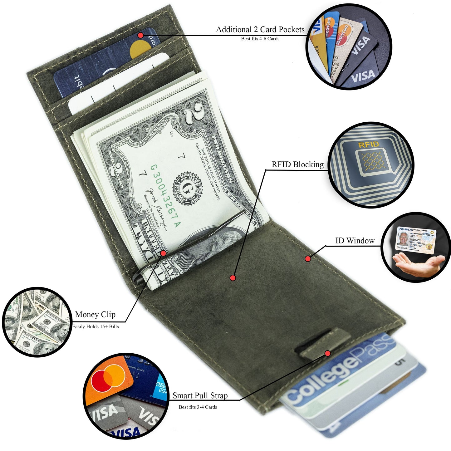 Leather Money Clip Bifold